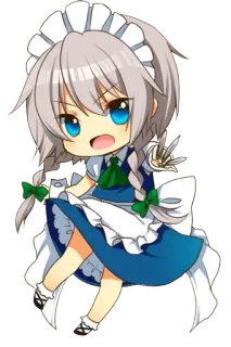 👿 Sakuya Izayoi Touhou Project Аниме, Чиби, Милый, Горничная, Touhou Project, Сакуя Изаёи, Персонаж, Фанатское творчество telegram sticker