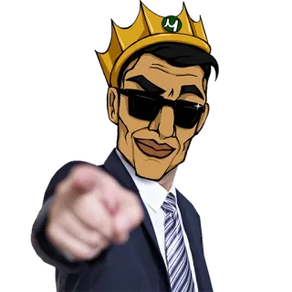 😊 mann, anzug, krone, sonnenbrille, zeigen, cartoon telegram sticker