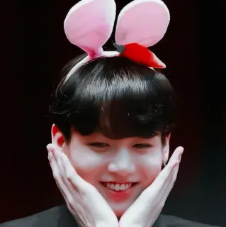 🌟 uszy królika, Kpop, portret, słodki, męski, osoba whatsapp sticker