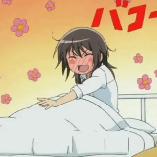 🎀 バコ Anime, aufgeregt, glücklich, Blumen, Cartoon telegram sticker