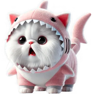 😳 kat, kitten, haai, kostuum, schattig, dier, huisdier, roze telegram sticker