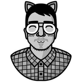 😽 pria, telinga kucing, kacamata, kemeja kotak-kotak, stiker, avatar telegram sticker
