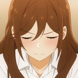✏️ Anime, Garota, Triste, Cabelo Castanho, Olhos Fechados telegram sticker