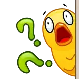 😧 утка, вопросительные знаки, удивлен, мультфильм, птица, смешной, игривый telegram sticker