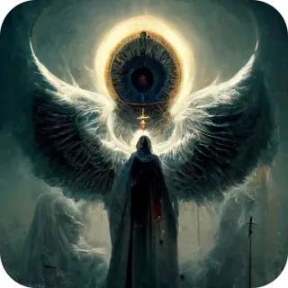 🫥 angel, wings, biblical, fantasy, eye, sword, religion telegram sticker