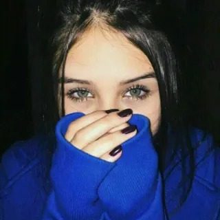 🙊 femme, yeux, portrait, bleu, visage telegram sticker