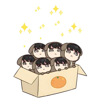 😍 słodkie, pies, gwiazdy, pudełko, anime whatsapp sticker