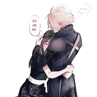 🥢 EH HE HE hug, affection, anime, manga, couple, cute telegram sticker