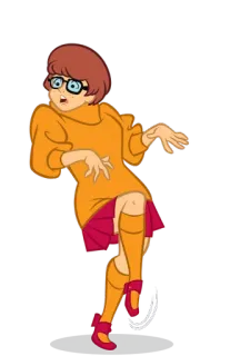 🚶 Velma Dinkley Scooby-Doo การ์ตูน, แว่นตา, ความลึกลับ, สกูบี้ดู, เวลมา telegram sticker