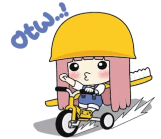 🏃 CHACHI 만화, 소녀, 자전거, 헬멧, 차치 telegram sticker