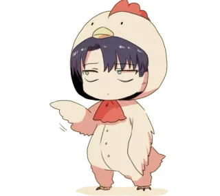 🐔 chibi, chicken, costume, cute, anime, cartoon telegram sticker