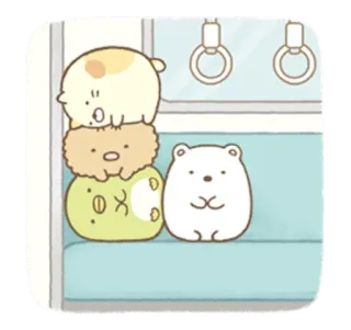 😂 Sumikko Gurashi, kawaii, imut, kereta, binatang telegram sticker