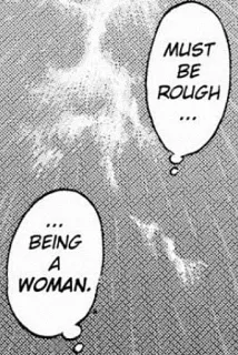 👩 MUST BE ROUGH... BEING A WOMAN. femme, brut, citation, féminin, manga telegram sticker