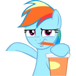 😛 Rainbow Dash My Little Pony Rainbow Dash, My Little Pony, cartoon, pony, drink, rainbow telegram sticker