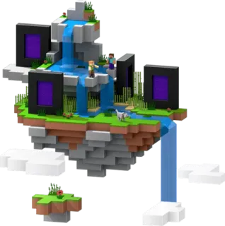 🏞 Minecraft minecraft, eiland, drijvend, portaal, waterval, spel telegram sticker