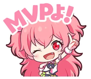😉 MVPよ! Anime, Mädchen, pinke Haare, zwinkern, Chibi, süß telegram sticker