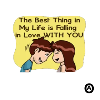 😃 The Best Thing in My Life is Falling in Love WITH YOU amor, romance, pareja, relación, dibujos animados, lindo telegram sticker