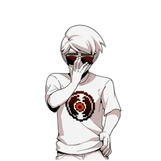 🕶 Dave Strider Homestuck dave strider, homestuck, character, white hair, sunglasses, t-shirt, pixelated, anime telegram sticker