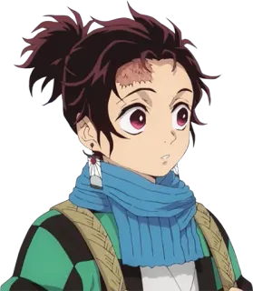 😐 Tanjiro Kamado Demon Slayer アニメ, 鬼滅の刃, 炭治郎, マンガ, キャラクター, ポートレート telegram sticker