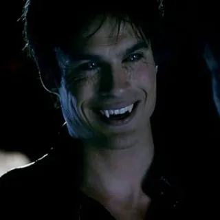 🦇 Damon Salvatore The Vampire Diaries wampir, kły, zło, Pamiętniki wampirów, nadprzyrodzone, Ian Somerhalder telegram sticker