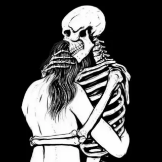 🙂 skeleton, hug, woman, anatomy, bones, love, death telegram sticker