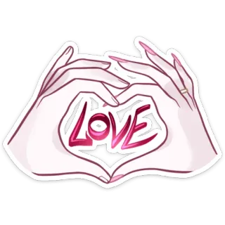 ❤️ LOVE amour, coeur, mains, doigts, saint-valentin, romance, rose, dessin animé whatsapp sticker