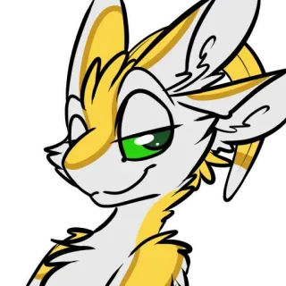 😏 Furry, Anthro, Animal, Criatura, Desenho animado, Amarelo, Branco telegram sticker