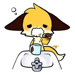 💤 Zähneputzen, Anime, Morgen, Hund, Zahnbürste telegram sticker