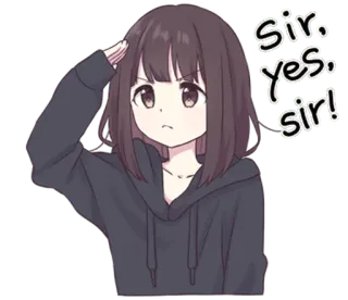 👌 Sir, yes sir! Garota anime, Saudação, Fofo, Militar, Mangá telegram sticker