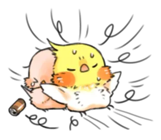 😠 oiseau, endormi, mignon, cockatiel, fatigué, animal de compagnie, kawaii telegram sticker