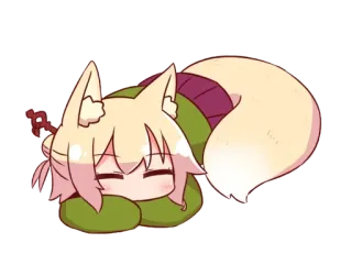 ❤️ Аниме, Девушка-лиса, Спящая, Милая, Кавай telegram sticker