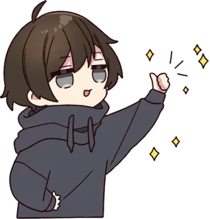 👍 Anime, Chibi, Personage, Schattig, Jongen, Duim omhoog telegram sticker