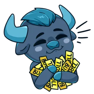 😋 BULL taureau, finance, investissement, bourse, dessin animé, mignon telegram sticker
