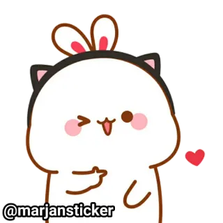 ❤️ @marjansticker стикер, милый, персонаж, животное, заячьи ушки, средний палец telegram sticker