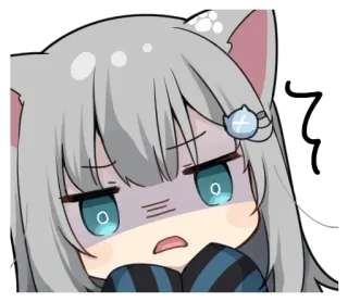 😨 アニメ, ちびキャラ, 可愛い, 猫耳, 不機嫌, ストレス, 漫画 telegram sticker