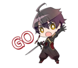 👐 GO anime, chibi, sword, manga, action, figure, go telegram sticker