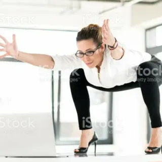😳 donna, yoga, ufficio, computer, esercizio telegram sticker