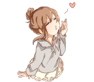 👩 Anime Mädchen, Kuss, Süß, Herz, Cartoon, Kussmund telegram sticker