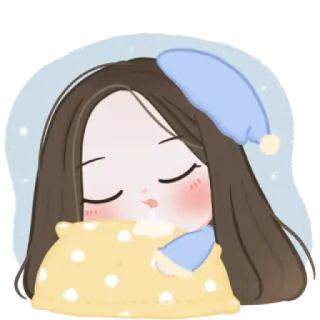 🧁 sleeping, girl, pillow, sleepwear, cartoon, cute telegram sticker