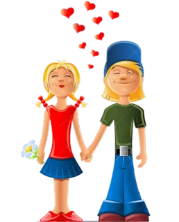 👫 desenho animado, amor, casal, corações, amizade, romance telegram sticker