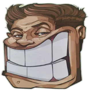 😁 caricature, cartoon, exaggerated, expression, face, grin telegram sticker