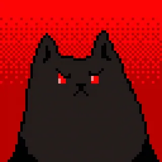 😡 พิกเซลอาร์ต, แมว, สัตว์, ปีศาจ, ตาสีแดง, สัตว์ประหลาด telegram sticker