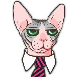 😒 gato, esfinge, negócios, coleira, gravata, retrato telegram sticker