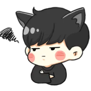 😒 кошачьи ушки, мультик, милый, в стиле аниме, персонаж, стикер telegram sticker