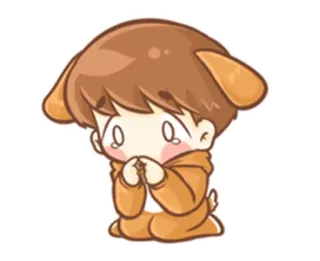 ☹️ cartoon, hond, jongen, schattig, dier, huisdier, puppy telegram sticker