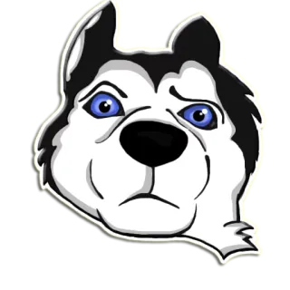 😟 cão, husky, animal, animal de estimação, desenho animado, adesivo telegram sticker
