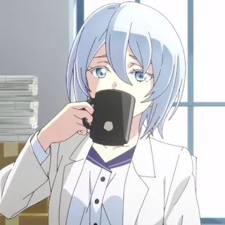 💎 Anime, Mulher, Café, Escritório, Personagem telegram sticker