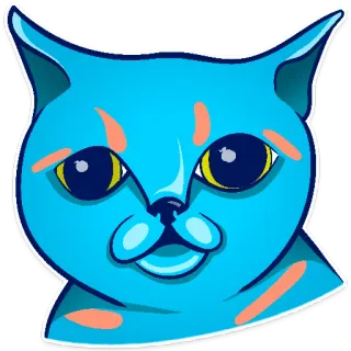 👽 chat, autocollant, bleu, mignon, dessin animé, animal, animal de compagnie whatsapp sticker
