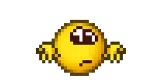 😕 Emoji, Geel, Gepixeld, Expressie, Grappig telegram sticker