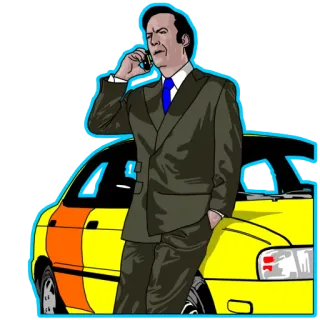 📞 Saul Goodman Breaking Bad Saul Goodman, Better Call Saul, Breaking Bad, avocat, télévision, comédie, drame, voiture telegram sticker